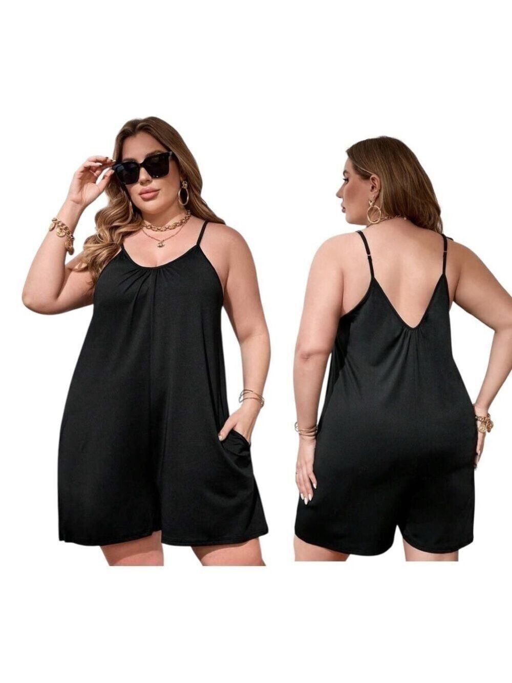 Black Sleeveless Romper 2XL